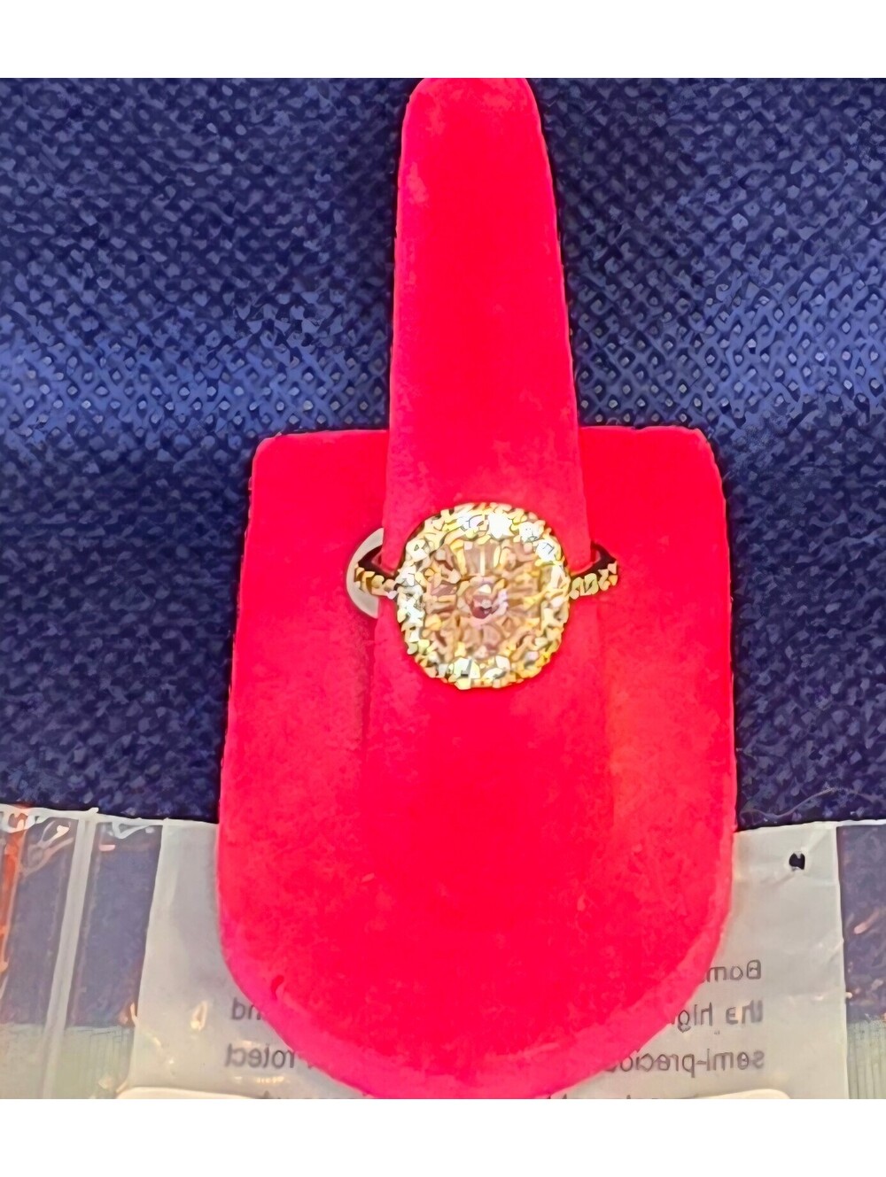 Bomb Party Say Less, Sparkle More Rose Quartz CZ Gold Plated Ring Size 6